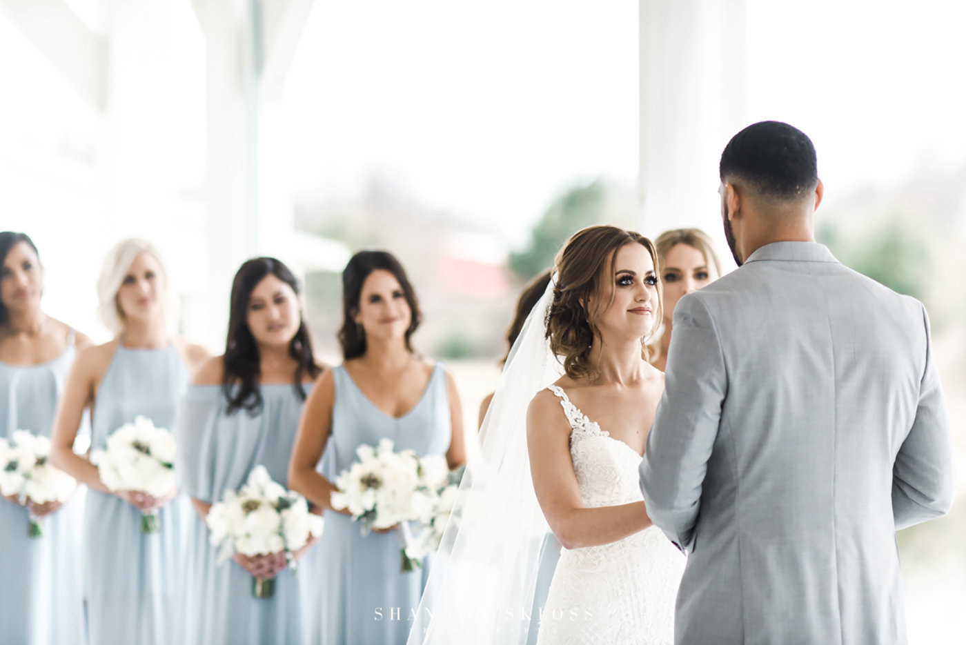 Bride with her wedding party before the ceremony